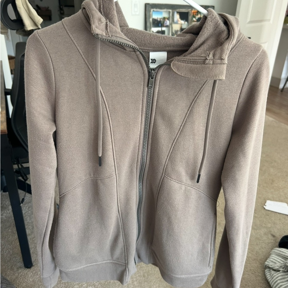 Target Womens Taupe Zip-Up Hoodie Sweater - Casual Fleece Jacket
